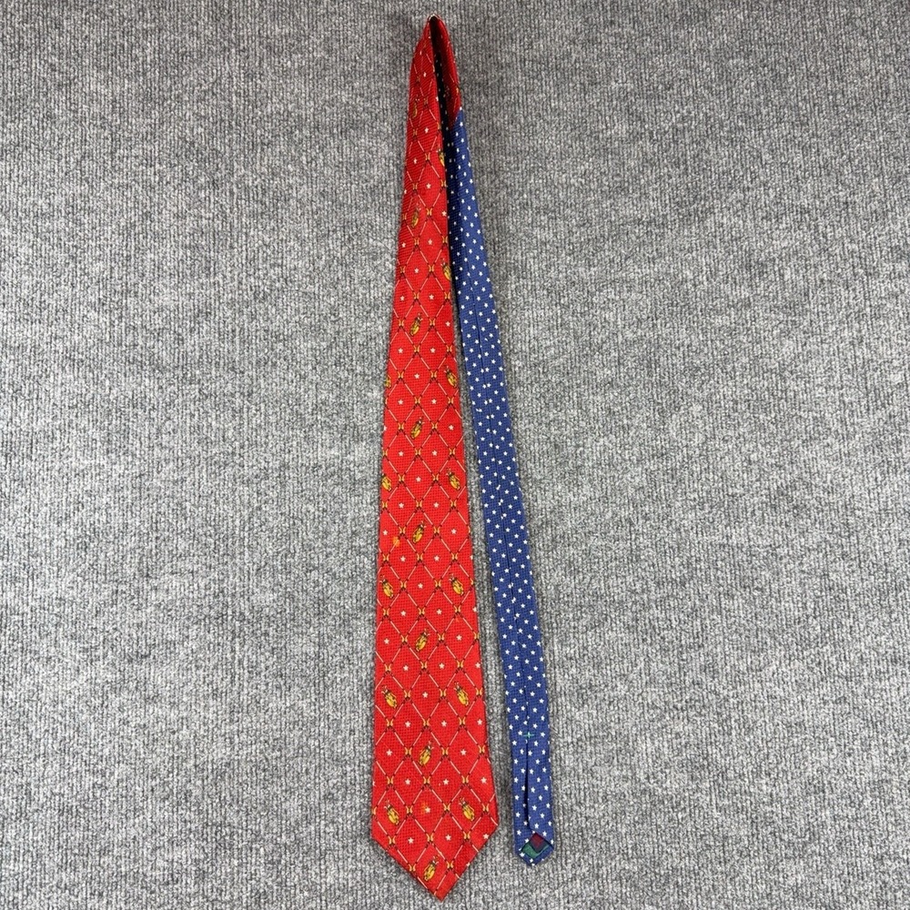 Tommy Hilfiger Tie Mens One Size Red Bugle Star Geometric 100% Silk Necktie